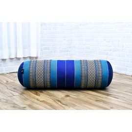Leewadee Yoga Bolster - Standard Size – Large Meditation Cushion, Tube Pillow for Comfortable Reading, Pilates Equipment, Kapok Filling, 24 x 10 x 10 inches, Blue