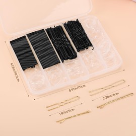 300PCS Hair Pins Bobby Pins Kit, 100PCS Bobby Pins 100PCS U Shaped Hair Pins 100 Clear Hair Bands for Women Girls, Hair Pins for Buns, 2.4 Inch and 2 Inch（Brown）