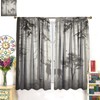 Deer Blackout Curtain,Grey Misty Forest Rustic Wildlife Moose Mountain Elk