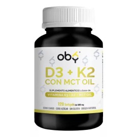 Vitamina D3 + K2 Con Mct Oil Vitamina D3 400 Ui 120 Softgels de Alta Absorcion Sin Sabor