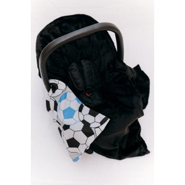 Viculii Double Sided Baby Wrap for car seat | black and blue football baby wrap swaddle cover cosytoes blanket for car seat 100x100cm | boy