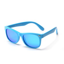 bingdwendwen Polarisierte Sonnenbrille für Kinder, TPEE, flexibler Rahmen, für Mädchen und Jungen (blue lens)