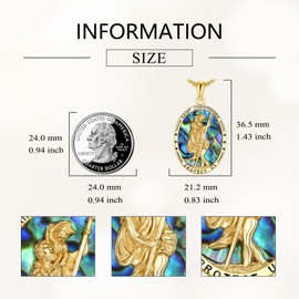 Grmdit St Christopher Necklace Mens 925 Sterling Silver Christopher Pendant Necklace for Men St Christopher Medal Jewelry Gifts