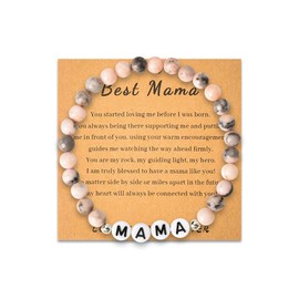 Mama Natural Stone Beaded Bracelets for Mom Birthday Christmas Gifts for Women Mother Long Distance Gift for Step Mother Charm Bead Bracelets Gifts for Mom from Son Daughter Mommy Thinking of You Gift