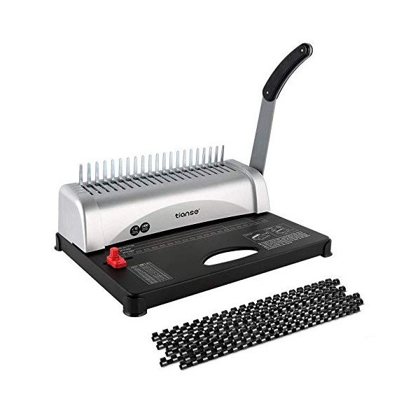 Binding Machine, 21-Holes, 450 Sheets, Comb Binding Machine with Starter Kit 100 PCS 3/8'' Comb Binding Spines, Comb Binding Machine Perfect for Letter Size, A4, A5 or Smaller Sizes Office Documents
