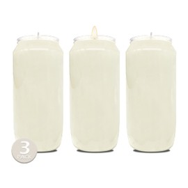 Hyoola 7 Day White Prayer Candles, 3 Pack - 6" Tall Pillar Candles for Religious, Memorial, Party Decor, Vigil and Emergency Use - Vegetable Oil Wax in Plastic Jar Container