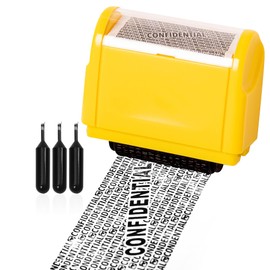 Privacy ID Address Blocker Stamp, Identity Theft Protection Roller Stamp, Privacy Safety Theft Roller Stamp Personal Data Security Data Defender Roller Stamp (Wide Yellow Stamp + 3 Refills Ink)