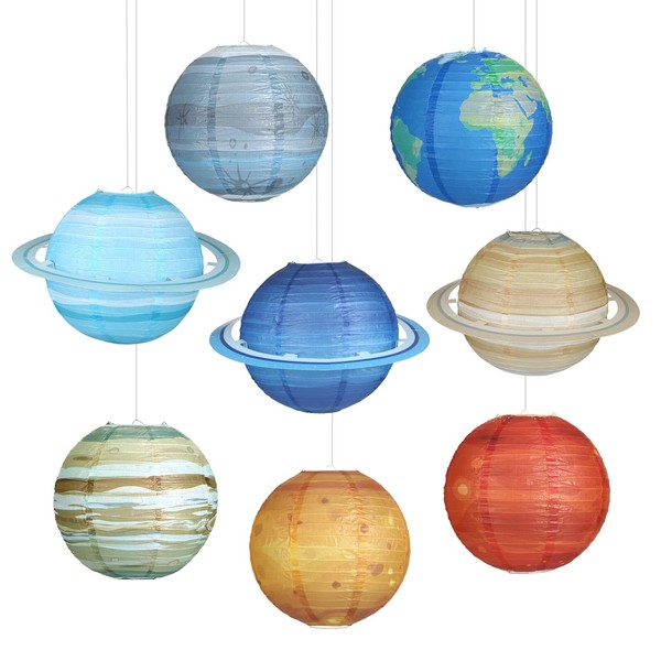 LIHAO 8 Pieces Celestial Body Paper Lantern Planet Lanterns Lampshade