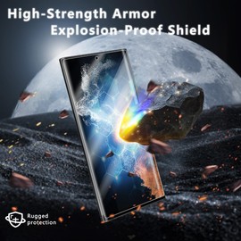 uShield 2+2 Pack For Galaxy S22 Ultra Screen Protector Auto Alignment [Not Glass], Camera Lens Protector, Ceramic Film, Fingerprint Compatible, Scratch Self-Healing, Easy Installation