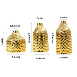 Juego de jarrón de cerámica – 3 jarrones pequeños, decoración de Lujo para el hogar, Ideal para centros de Mesa, decoración de Mesa, estantería, Manto, Entrada, Dorado