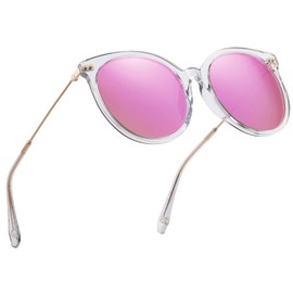 DUCO Retro Sunglasses Women Polarized Round Sun Glasses Vintage UV400 Protection Acetate Frame DC2340