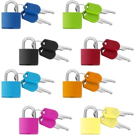 Voarge 8 Colored Luggage Padlocks, Keyed Padlocks for Travel, School, Gym, Lockers, Laptop Bag, 8 Pcs
