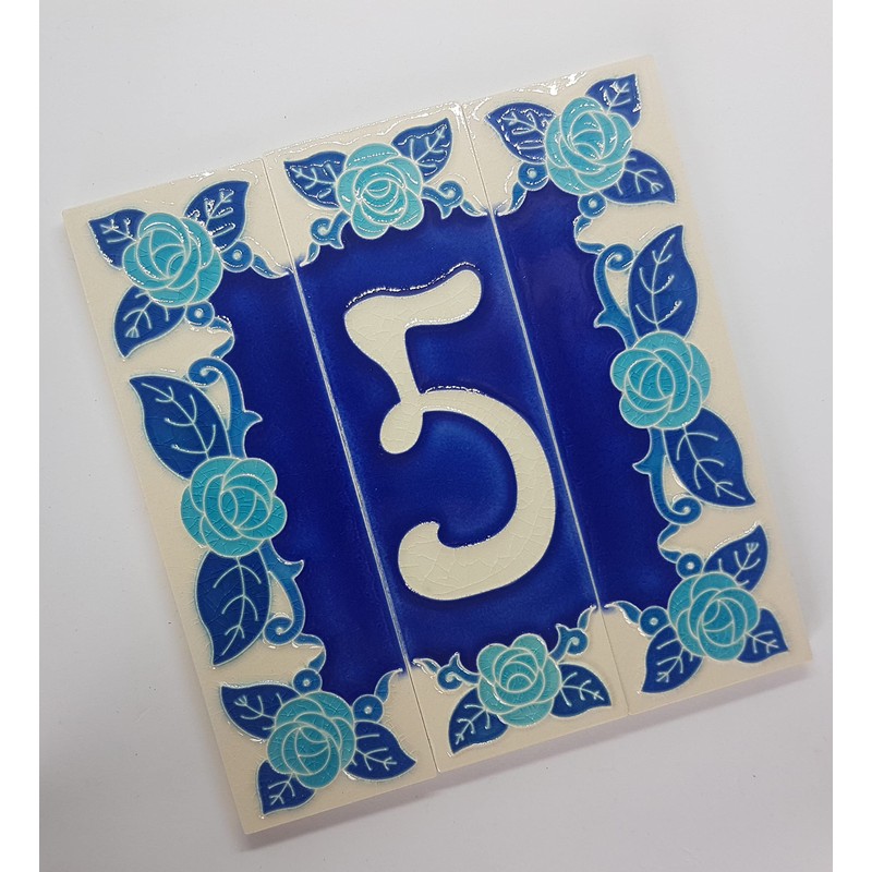 Phosphorescent Hand Painted Italian Ceramic Number & Letter Tiles House