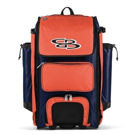 Boombah Catchers Superpack Hybrid Rolling Bat Bag - BM-9060C23 Navy/Orange - Wheeled & Backpack Version