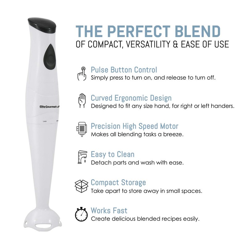 Elite Gourmet EHB-2425X Electric Immersion Hand Blender Stick, Mixer, Chopper,