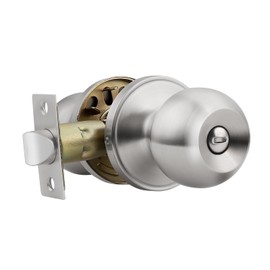 Knobonly 1 Pack Keyless Bathroom/Bedroom Door Knobs, Privacy Door Knob, Inside Door Lock, Satin Nickel, Stainless Steel