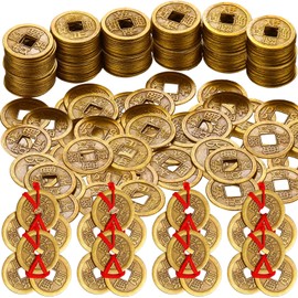 230 Pieces Chinese Feng Shui Coins Chinese Fortune Coins Good Luck Fortune Coin I-Ching Coins Traditional Coins with Red Rope for Health Wealth Success Good Luck Chinese New Year