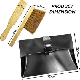 Large Metal Dustpan and Soft Brush Heavy Duty Wide Industrial Design Large Black Hooded Metal Dustpan and Soft Brush Set Suitable for Warm Waste for Indoor Outdoor