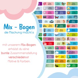 Sunnywall® Customised Name Stickers - 4.8 x 1.6 cm - Pack of 60 - for School and Nursery Children - Choice of 38 Backgrounds