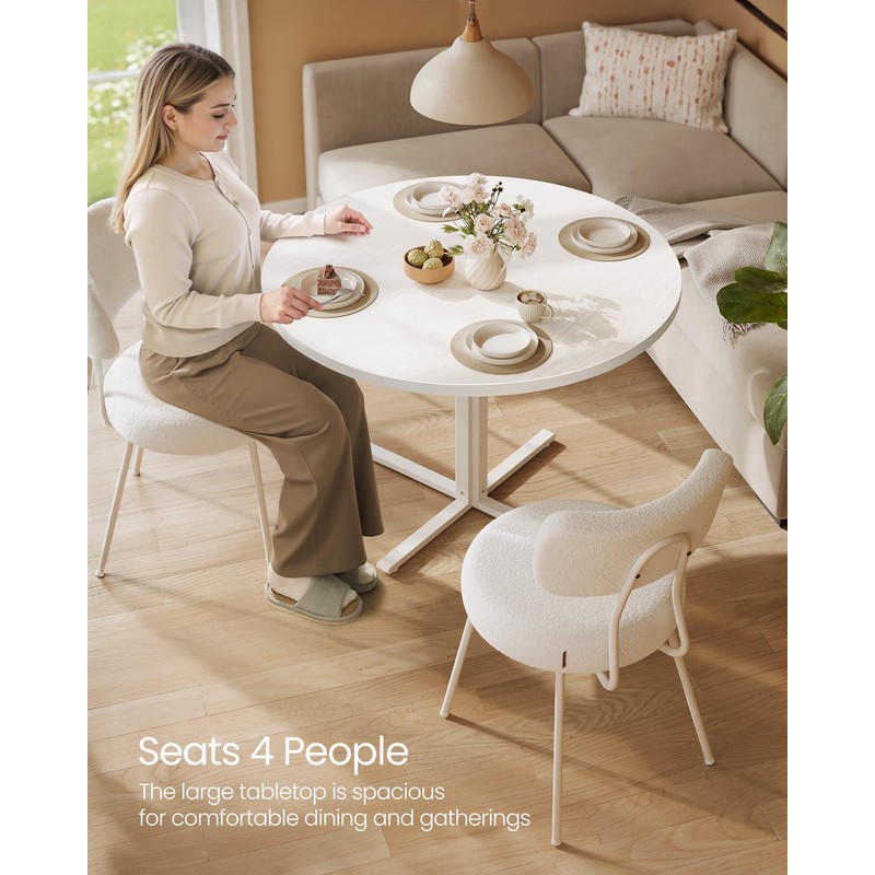 VASAGLE Dining Table, Small Round Kitchen Table for 4 People,