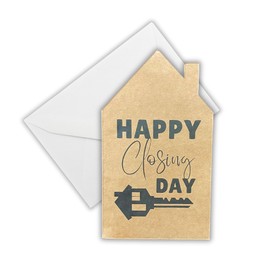 Lashicorn Happy Closing Day Realtor Marketing Cards for Clients | 25pk 4.1x7.25” with Envelopes Kraft Paper Lenders Title Company New Home Gift