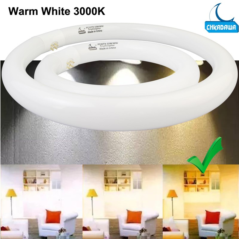 FC8T9/KB 22W and FC12T9/KB 32W Warm White Set, Round Fluorescent
