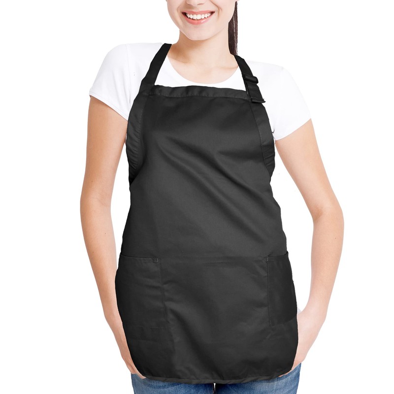 DALIX Apron Commercial Restaurant Home Bib Spun Poly Cotton Kitchen