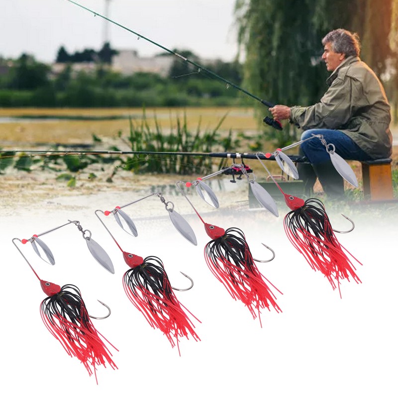 4pcs Fishing Rotating Sequin Aluminum Alloy Composite Beard Lures for