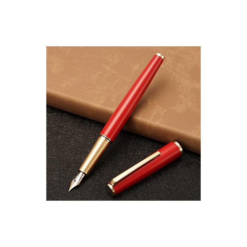 Jinhao 95 - Pluma estilográfica de metal, punta fina, rojo