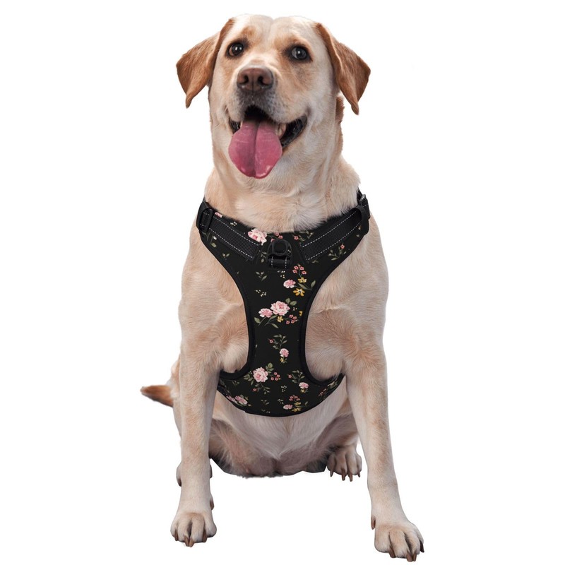 Floral No Pull Dog Harness Adjustable Soft Padded Pet Vest