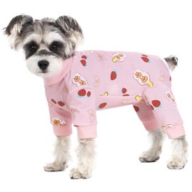 BT Bear Small Dog Pajamas Soft Cotton Cute Four Legged Pajamas for Cats Puppies Pink Ice Cream Medium