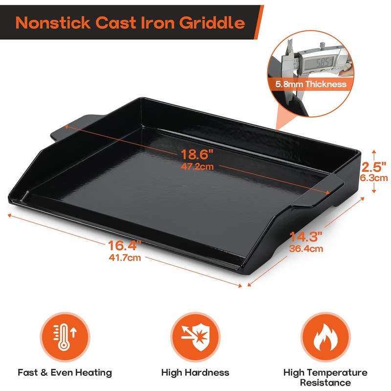 Onlyfire Universal Enamelled Cast Iron Cooking Griddle, Nonstick Coating Griddle