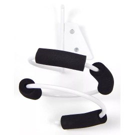 Beauty Headquarters 1pc Blow Dryer Double Ring Metal Wall Mount Holder White/Black Rubber