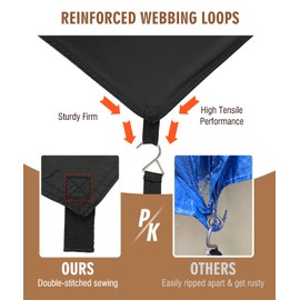 HIRALIY Heavy Duty Tarp Cover, 7x9.5ft Waterproof Black Tarpaulin with Reinforced Webbing Loops, 15 Mil Thick Multi-Purpose Large Oxford Canvas Tarp for Roof, Camping, Pool, Durable, Rip & Tear Proof