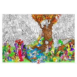 Stuff2Color Beneath the Trees - Super Detailed Giant Coloring Poster for Kids and Adults (Great for Group Activities, Classrooms, Care Facilities and Family Time) - Group Coloring - 32.5" X 22" Inch