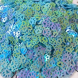 800PCS Colorful Paw Print Glitter, Dog Paw Print Table Confetti for DIY Mold Art Nail Artwork Baby Shower Wedding Birthday Party Decorations - 45g (Lake Blue)