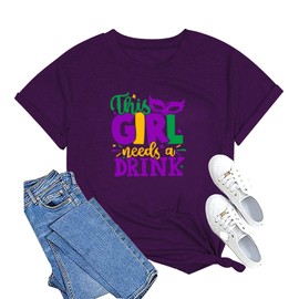 Happy Mardi Gras Shirt for Women Mardi Gras Day Tshirts Funny Carnival Theme Party Tee Tops