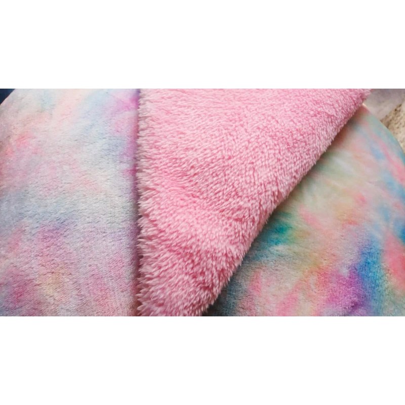 Elefantito Cobertor Individual Con Borrega Acuarela Tie Dye Ultra Suave