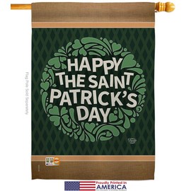 Happy St Patricks Day House Flags Pack Springtime Patrick Shamrock Leprechaun Lucky Coin Holiday March Irish Clover USA Embroidery Small Decorative Gift Yard Banner Made In 28 X 40