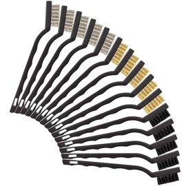 STARVAST Wire Brush Set, 15 Pieces Mini Wire Brushes Steel Brush Brass Brush Nylon Small Metal Brush Mini Wire Brush for Cleaning Dirt and Rust (5 Pieces Per Type)