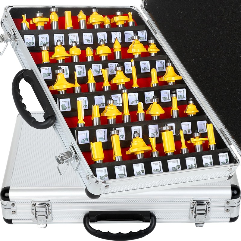 LEATBUY Router Bit Set 1/2-Inch Shank 41 PCS, Extended Entry