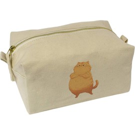 'Fat Cat Standing' Canvas Wash Bag/Makeup Case (CS00044427)