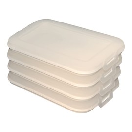 Engelland Set of 4 Cold Meat Tins with Integrated Serving Plate, Food Storage Box, Food Container, Cold Cuts Box, Stackable, BPA-Free, Kitchen Supplies, Plastic, Cream White
