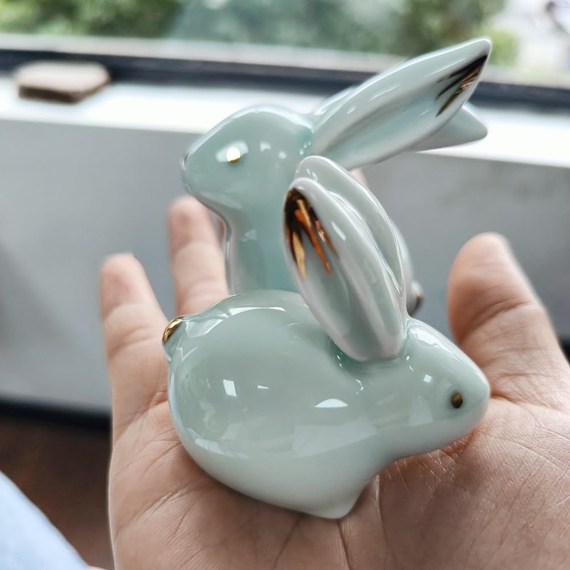 MOZEO One Set Ceramic Bunny Ornaments Tea Pet Cute Rabbit