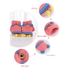 eipatu Kids' Knit Gloves, For Kids, Boys, Girls, Mitten Cover, Cut Out Fingers, Half Fingers, Cold Protection, For Babies, Babies, Winter, Warm, Playing in the Snow, Kindergarten or School Commutes,