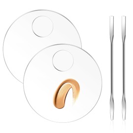 2 Pcs Makeup Palette Tray Clear Makeup Mixing Tray Cosmetic Palette Acrylic with 2 Pcs Spatula Tool Foundation Mixing Palette Cosmetic Palette for Mixing for Nail Art Foundation Shadow
