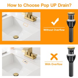 TIORIY Vessel Sink Drain Without Overflow, Plastic Bathroom Pop up Sink Drain Fit for 1 3/4 Inch Vessel Sink, Built-in Anti Clogging Sink Stopper, Brushed Gold