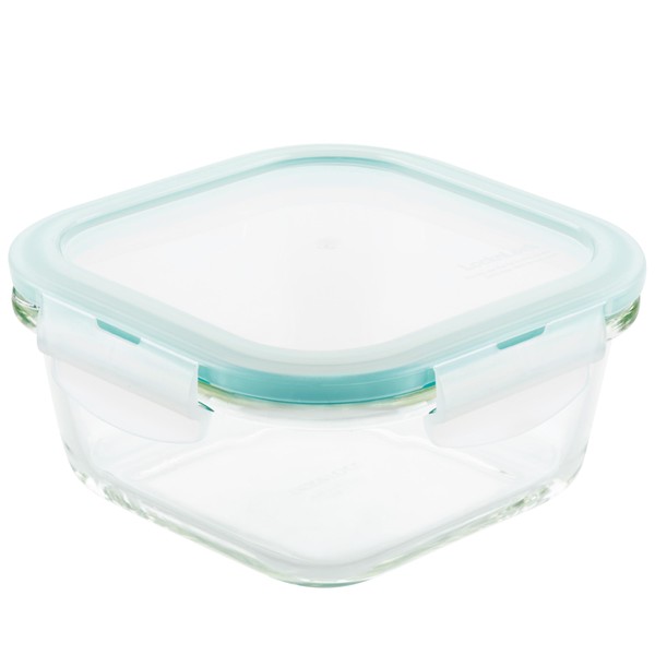 LocknLock Eco Ovenglass Glass Food Storage Containers with Lids 500ml - Airtight, Leakproof Square Glass Food Container with Recycled Plastic Lid, Oven Safe, Dishwasher Safe, 14 x 14 x 6.7cm