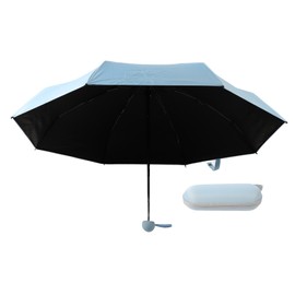 Sun Umbrella Mini Compact Sky Blue Foldable Umbrella for Sunny and Rainny Days 8 Umbrella Ribs