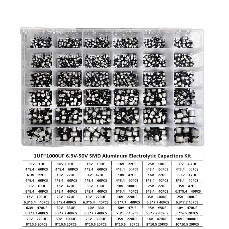 1500Pcs Lot 1UF-1000UF 6.3V-50V 36 Value SMD Aluminum Electrolytic Capacitors